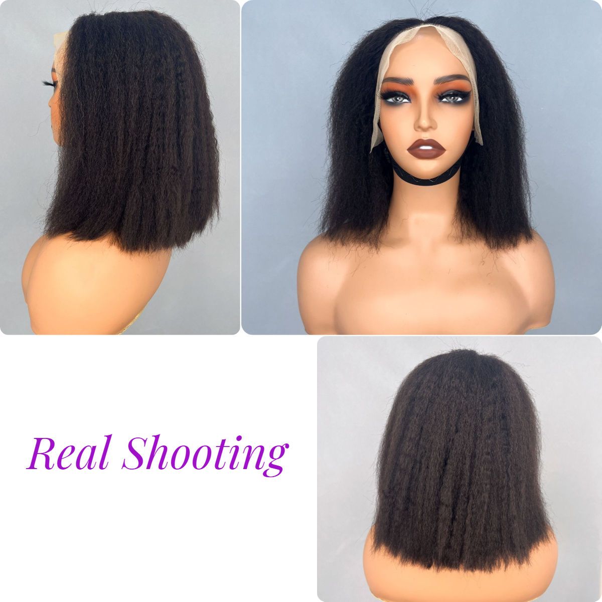 High Quality 13x4 Lace Frontal Glueless Wigs Human Hair Kinky Straight