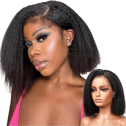 High Quality 13x4 Lace Frontal Glueless Wigs Human Hair Kinky Straight