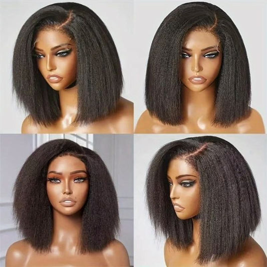 High Quality 13x4 Lace Frontal Glueless Wigs Human Hair Kinky Straight